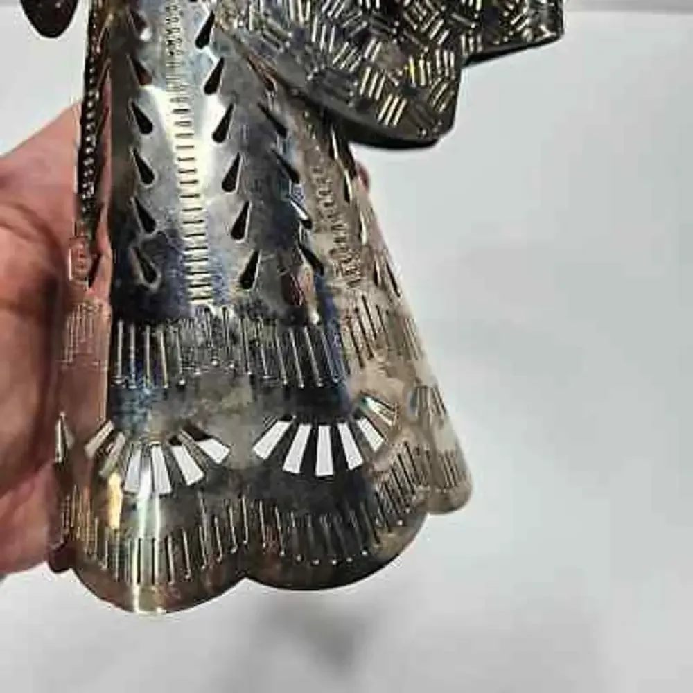 Vintage Metal‎ Angel Candlestick Holder Cutout Perforated Tin Holiday Christmas